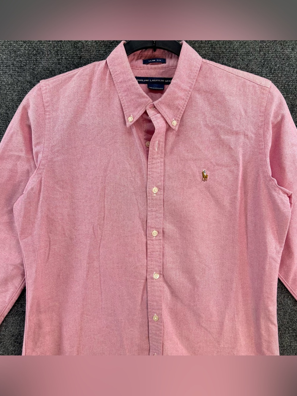 Vintage Ralph Lauren Womens Oxford Button Down Shirt Sz 10 Slim Fit Pink Cotton